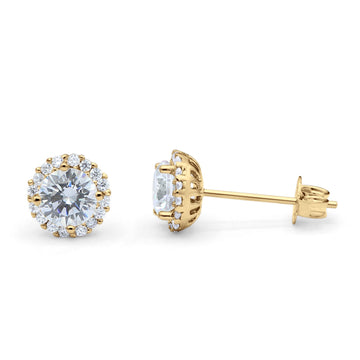 14K Yellow Gold Solid Round Post Studs Earring for Women and Girls